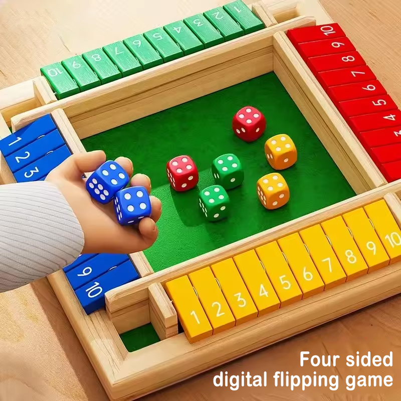Board Game Flip 7 - Box Game Houten dobbelstenen Vierzijdige flip-kaarten