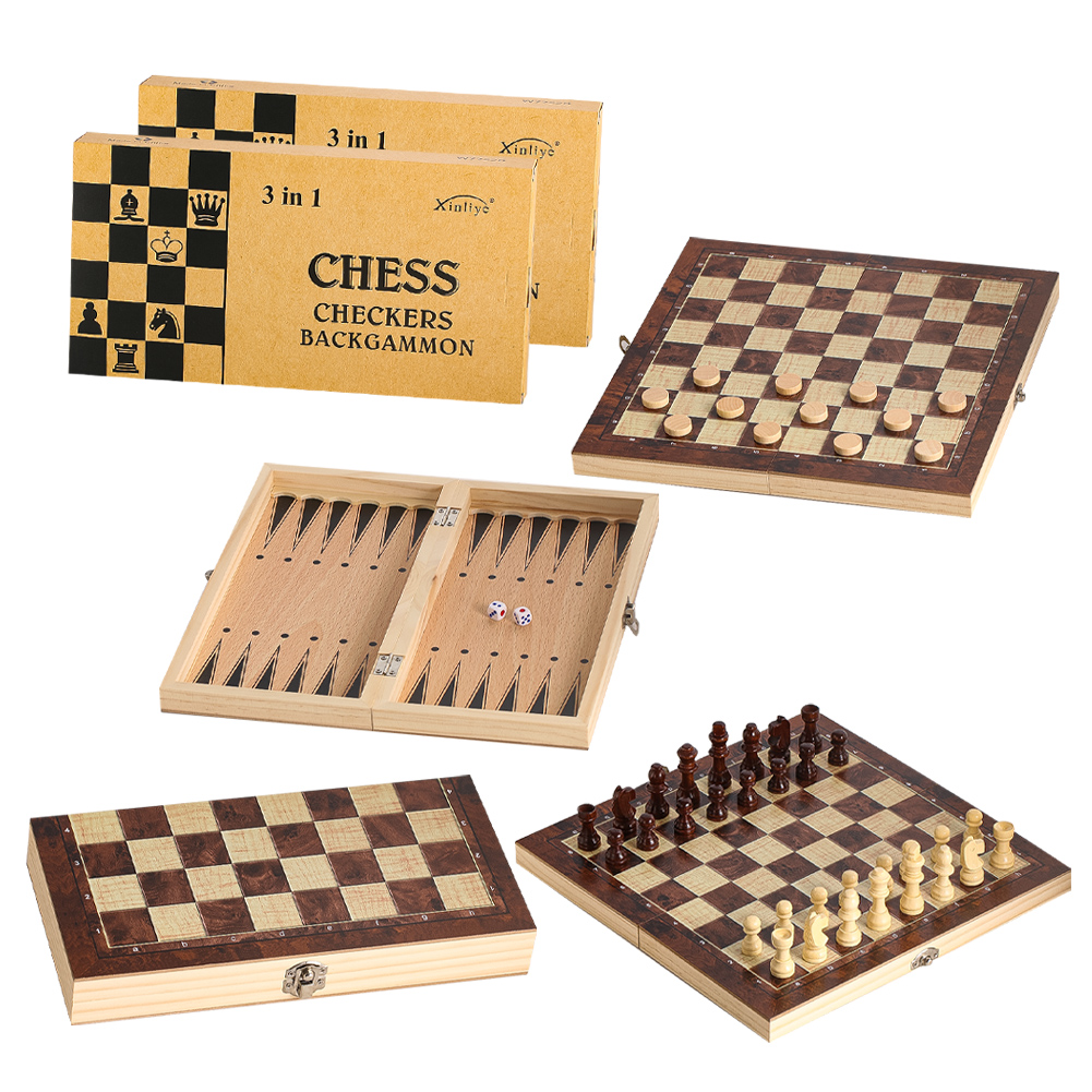 Houten 3-in-1 Dammen Backgammo - Chess Set Wooden recensie en prijs