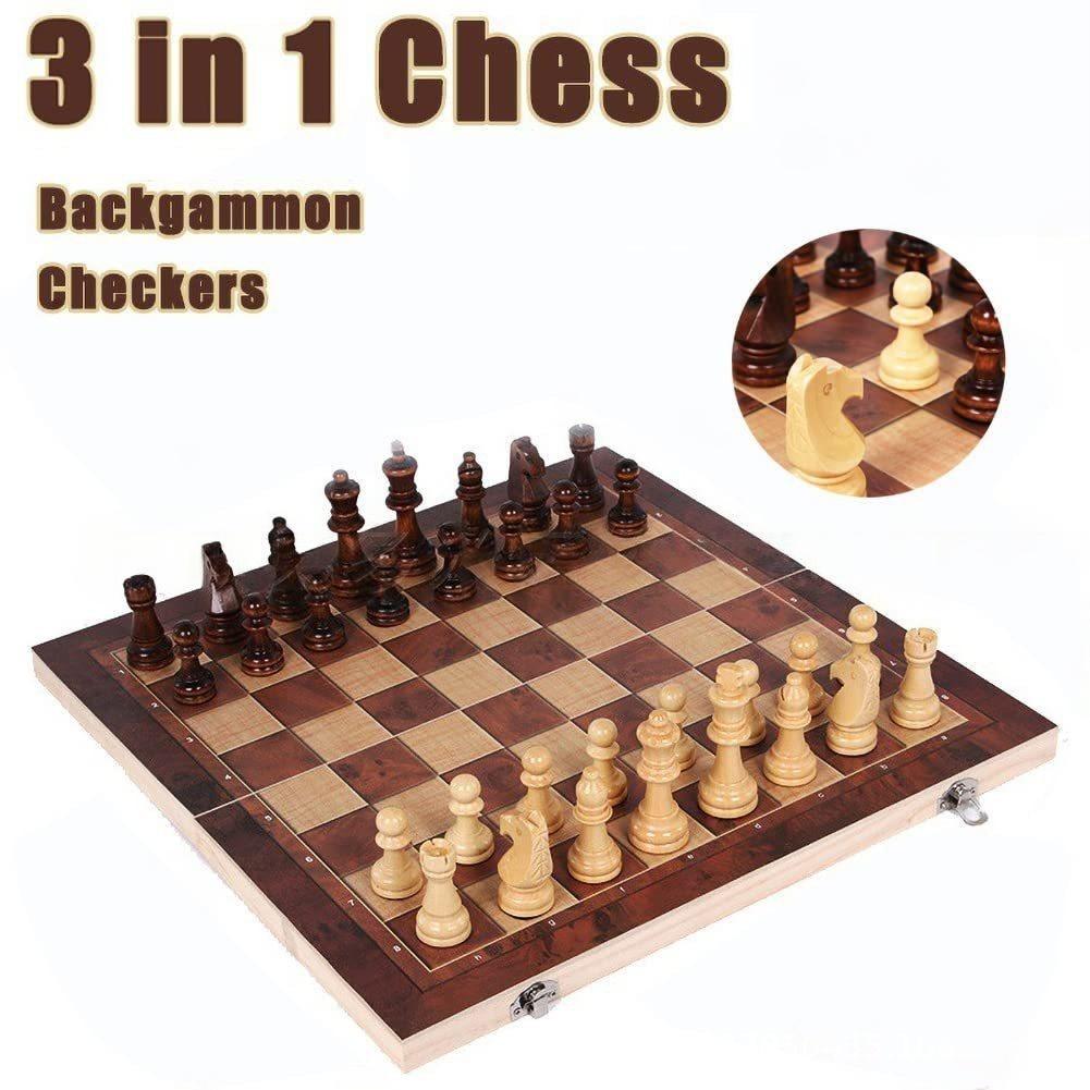 3-in-1 houten schaak-, backgam - Board Game Yearbook recensie en prijs