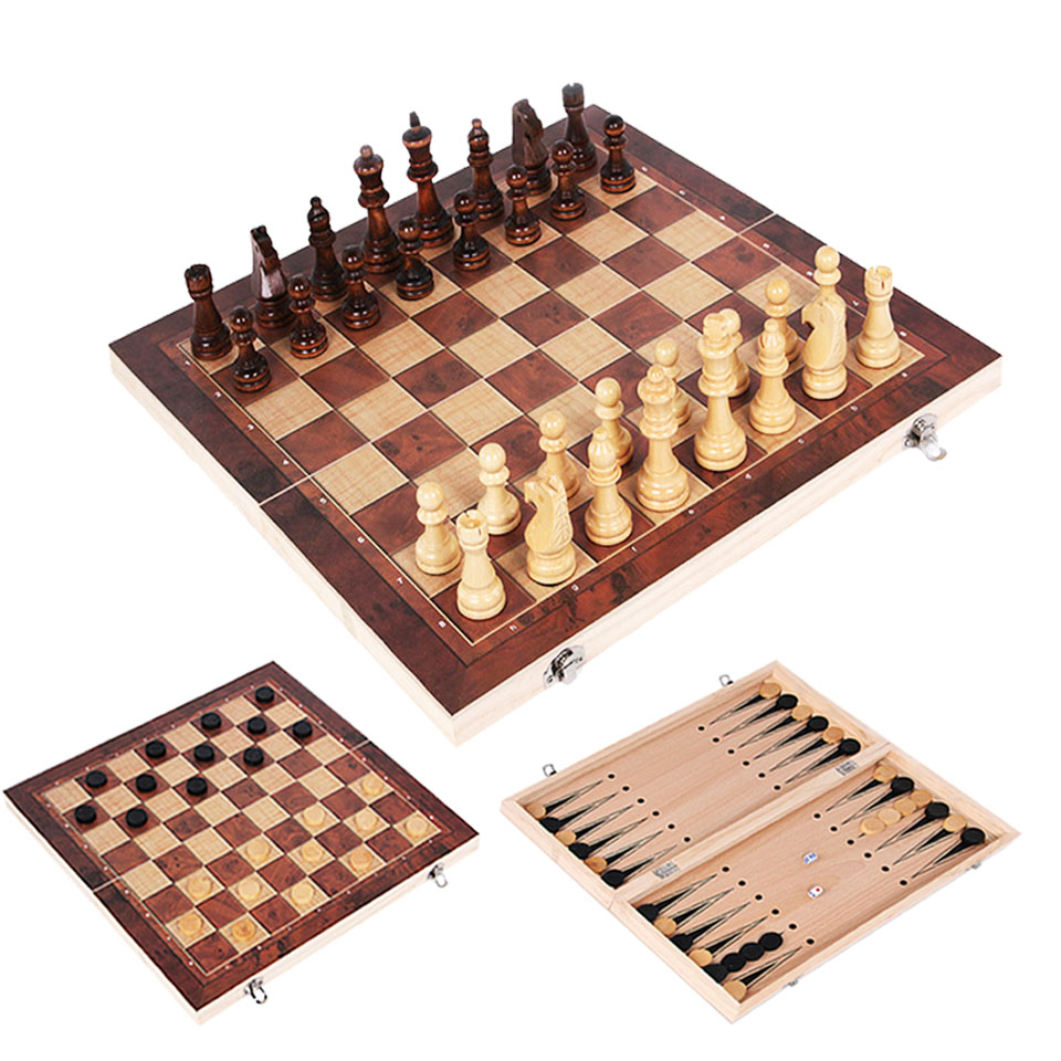 3-in-1 houten schaak-, backgam - Board Game Yearbook recensie en prijs